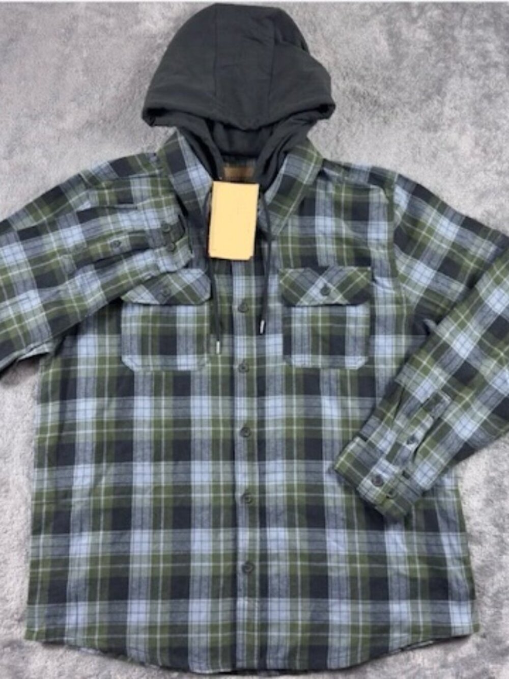 Lucky Brand Workwear XL Hooded Flannel Plaid Shirt